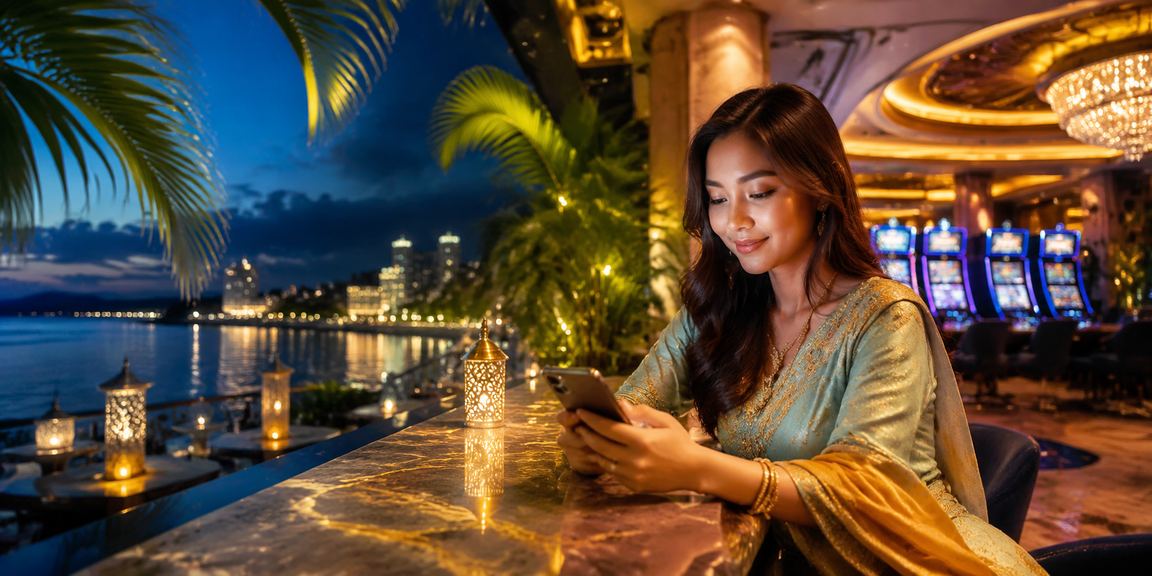 Pengguna Malaysia menikmati platform p4x melalui telefon bimbit semasa perayaan Hari Raya yang meriah